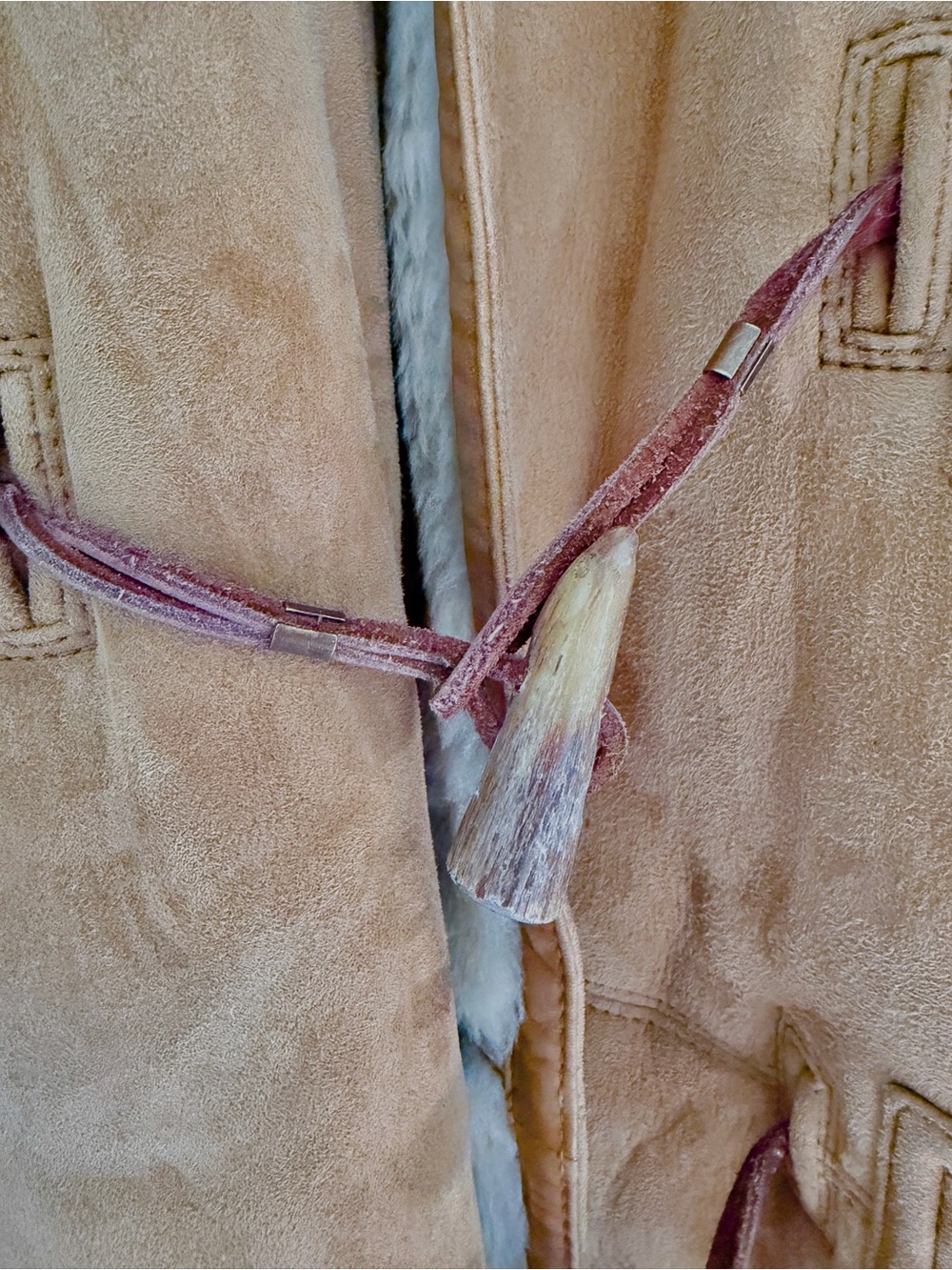 Men's Tan Shearling Hooded Coat - Picture 2 of 9